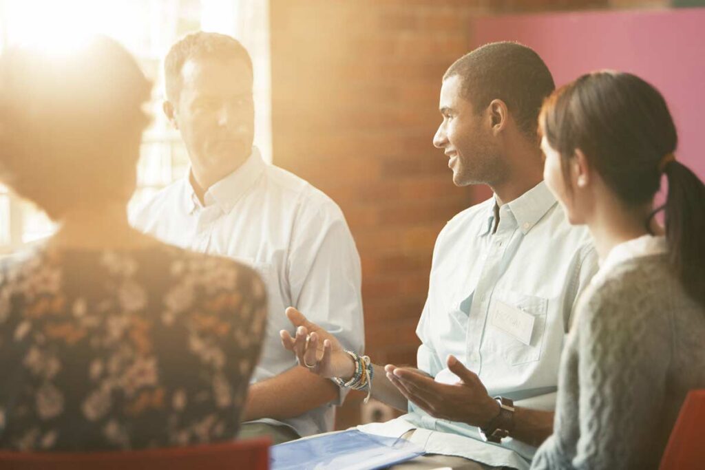 group discussing the benefits of residential treatment