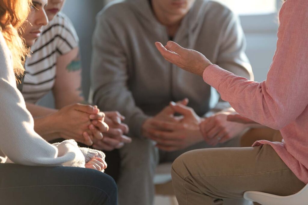 group discussing detox centers