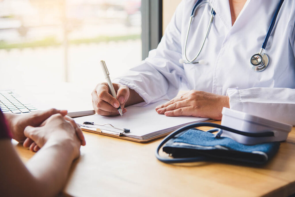 client and doctor in a methadone clinic