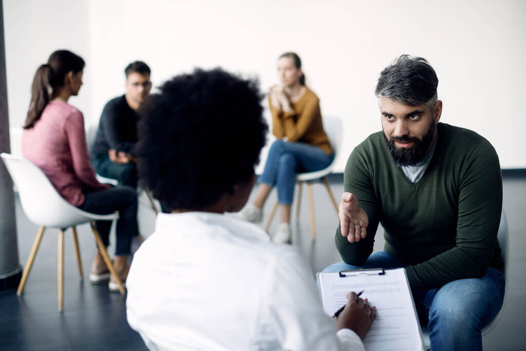 Participants discuss outpatient vs residential treatment